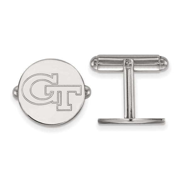 Sterling Silver Rhodium-plated LogoArt Georgia Institute of Technology G-T Cuff Links QSS064GT