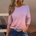 thumbnail image 2 of CYMMPU Women's Summer Fall Trendy Tunic Tops Gradient Color 3/4 Length Sleeve Basic Tees Business Work Blouses Crewneck Shirts Casual 2025 Clothes Pink L, 2 of 4