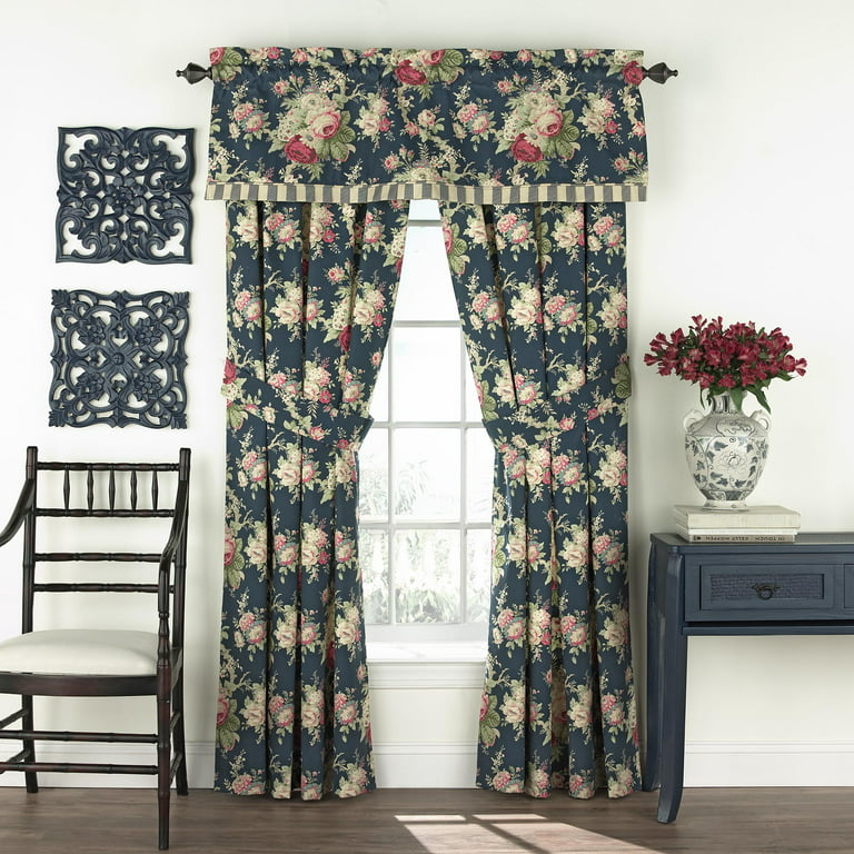 Waverly 52'' x 16'' Sanctuary Rose Floral Valance in Heritage Blue