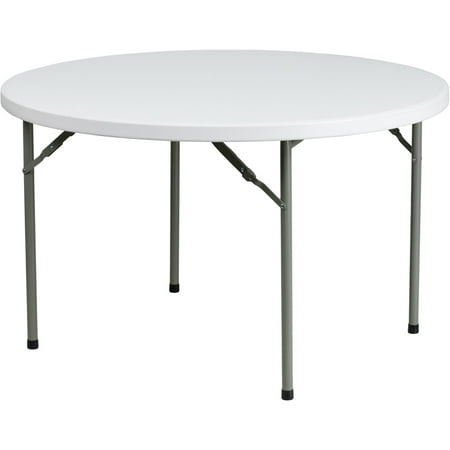 4-Foot Round Granite White Plastic Folding Table - Banquet / Event Folding Table