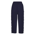 thumbnail image 5 of Gyexs Striped Linen Pants Women Linen Capri Pants Lightweight Spring Summer Pants for Women 2025 Ladies Pinstripe Pants Navy, 5 of 5