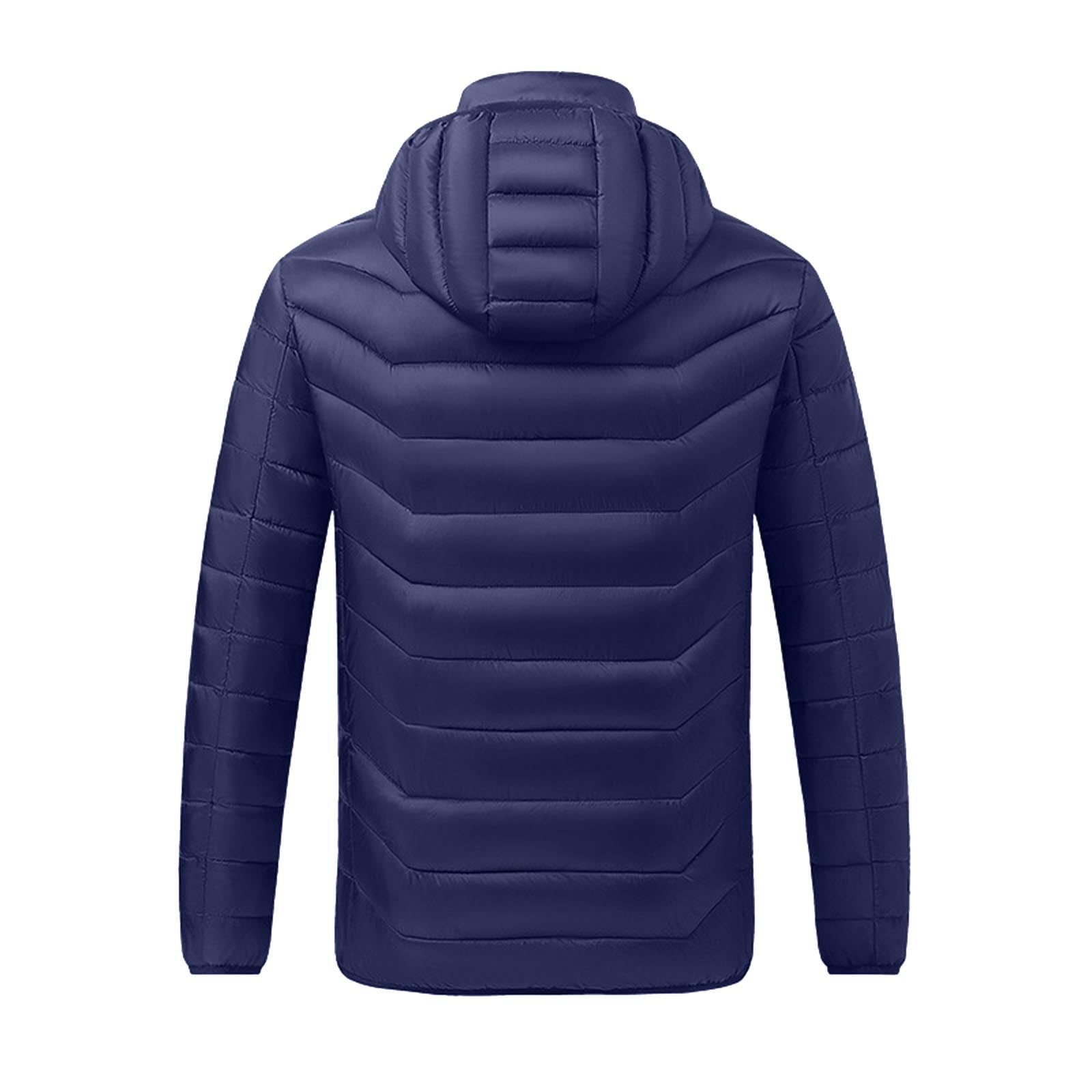 pstuiky Heated Jacket for Men and Women Solid Color Zipper Four Control 21 Areas Rechargeable USB Waterproof Heated Vest Unisex Oversize Warm Coat with Detachable Hood Outwear