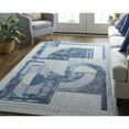 thumbnail image 3 of 8' X 10' Blue Ivory And Gray Wool Striped Tufted Handmade Area Rug, 3 of 10