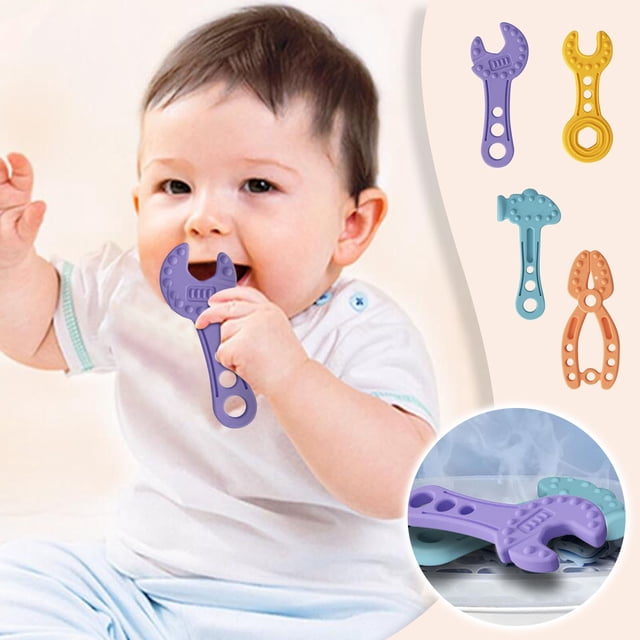 Mordedores molares para bebés (4 unidades), mordedor calmante para bebés de 3 a 12 meses, material de silicona suave, juguete masticable portátil para encías, recomendado por dentistas,