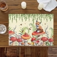 thumbnail image 4 of Mushroom Fox Butterfly Placemats Set of 4,Wipeable Washable Table Mats for Dining Tables, Retro Eucalyptus Leaf on Linen Place Mats for Kitchen Event Party Tabletop Decor, 4 of 9