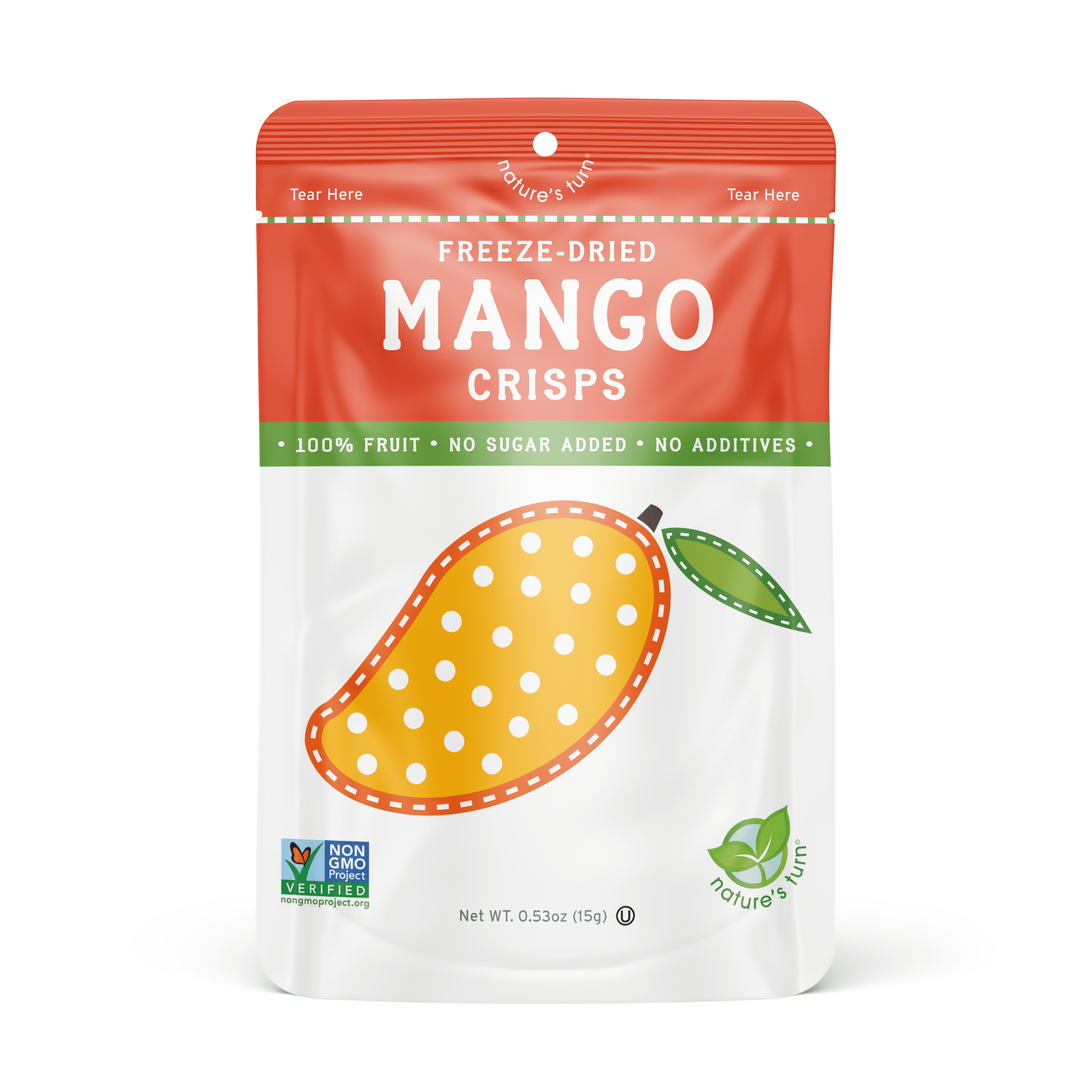 Nature’s Turn Freeze-Dried Mango Crisps, No Added Sugar, Healthy Natural Fruit Crisp Snack for School Lunches, 12 Pack (0.53 oz Each)