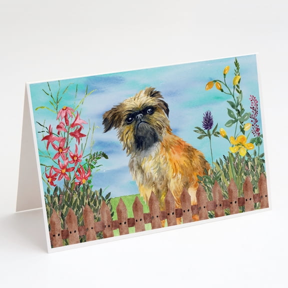 Brussels Griffon Spring Greeting Cards and Envelopes Pack of 8
