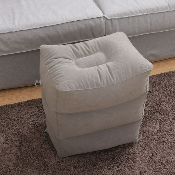 GOOHOCHY Inflatable Mat Footrest Travel Pillow Stools and Office Grey