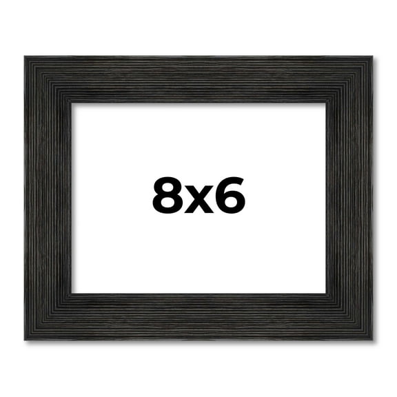 8x6 Distressed/Aged Black Wood Picture Frame - UV Acrylic, Foam Board Backing, & Hanging Hardware Included!