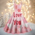 thumbnail image 2 of LWavelet 2026 Valentine's Ruffled Heart Dress, Women's Romantic Rose Pattern Sleeveless A Line Flowy Sundresses Pink L, 2 of 4
