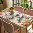 thumbnail image 3 of Happy Easter Table Cloths for 5 Foot Rectangle Tables, Bunny Eggs Spring Mushrooms Floral Rustic Yellow Patio Waterproof Elastic Fitted Tablecloths, Washable Rectangular Table Cover for Camping, 3 of 8