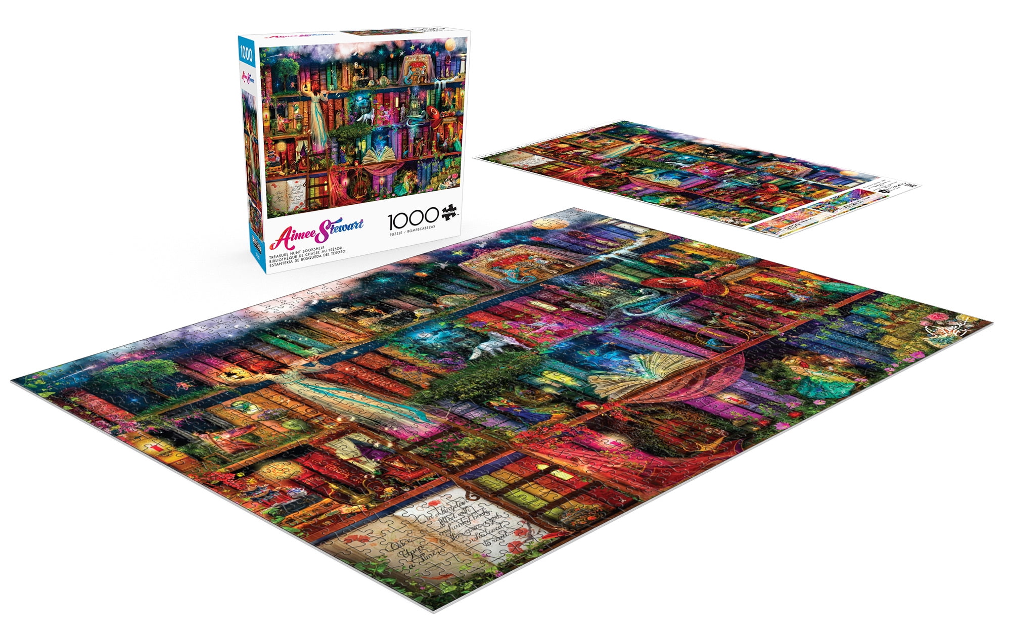 Buffalo Games Treasure Hunt Bookshelf 1000-Piece 26.75 x 19.75-inch Interlocking Jigsaw Puzzle for Adults Ages 14+