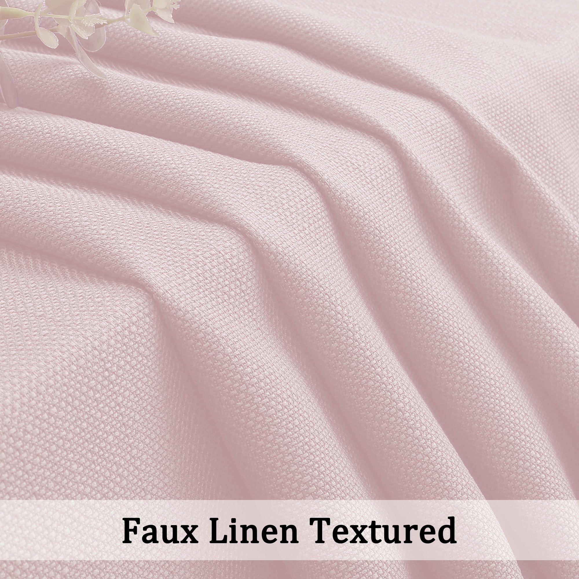 OVZME Bethany Faux Linen Blush Curtains 84 Inches Long 2 Panels Set, Solid Soft Airy Light Filtering Curtains for Bedroom, Slub Textured Farmhouse Rod Pocket Living Room Curtains, 40Wx84L Inch