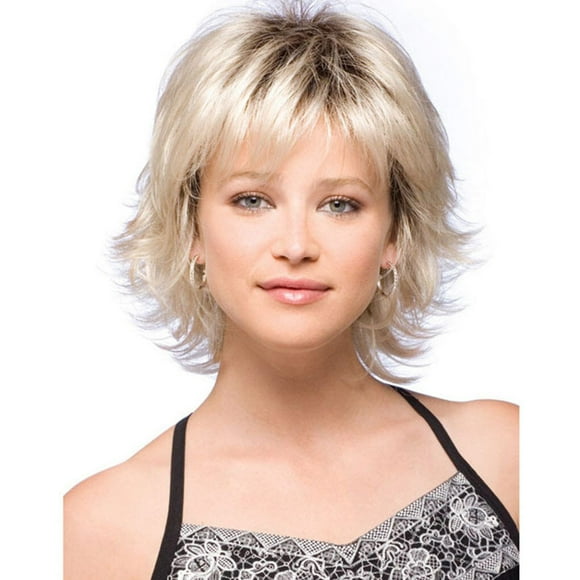 Maoww Synthetic Short Straight Blond Wig For Women Short Golden Hair Afro Wigs Full Bob Wig