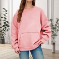 thumbnail image 2 of Daznico Women Crewneck Sweatshirt Rhinestone Studded Long Sleeve Pullover with Kangaroo Pocket Loose Fit Outerwear for Autumn Winter Wear,XL, 2 of 6
