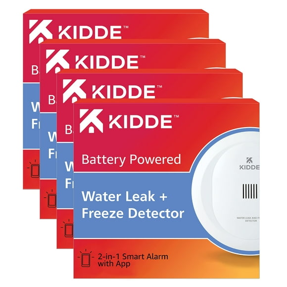 Kidde WiFi Water Leak Detector & Freeze Alarm, Alexa Device, Smart Leak Detector for Homes with App Alerts, 4 Pack