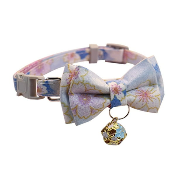 LUVCLS Collar ajustable para perros y gatos, gatitos, cachorros, mascotas pequeñas, con cascabel y lazo, DotS9/