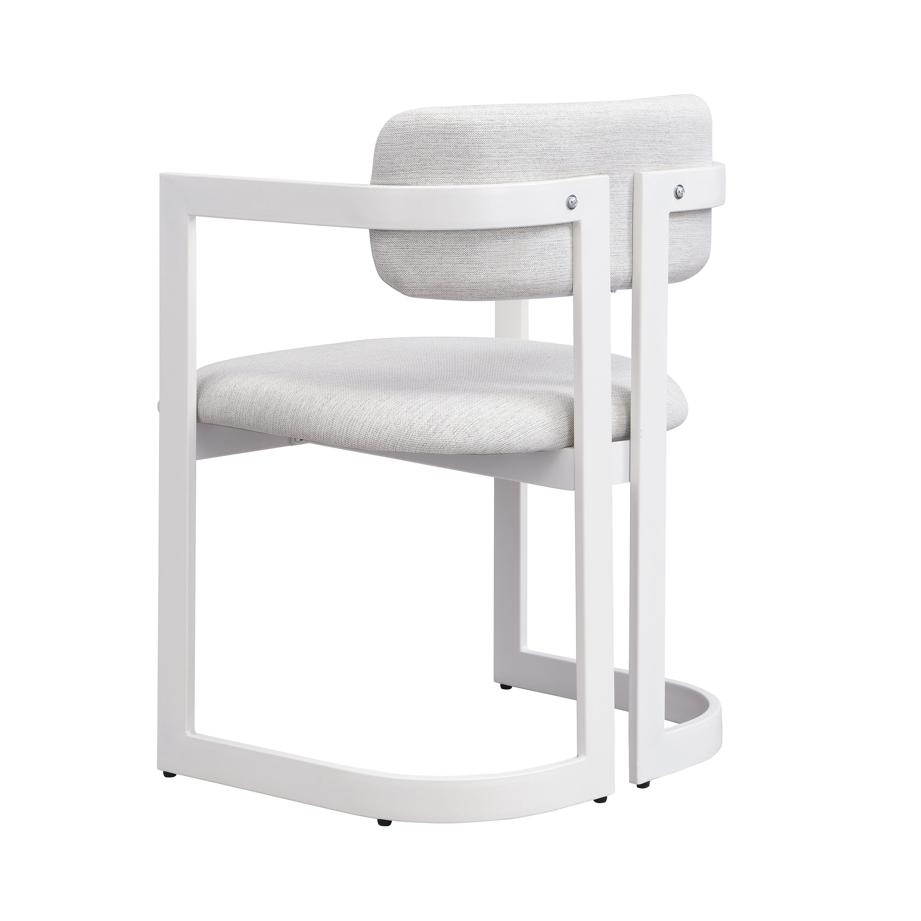 Dining Chairs Set of 2, Upholstered Armchairs, Fabric Dining Chairs with Beige Seat and White Metal Frame for Kitchen Dining Room Small Space, 265 lbs Capacity