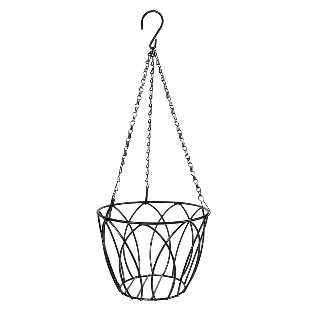 SOPOTUTU High Deep Petal Shape Iron Hanging Railing Planter Black 1Pcs