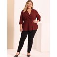 thumbnail image 3 of GRACE & GRANDEUR Blazer Péplum Uni à Volants Froncé à Col en V pour Femme Grande Taille, 3 of 6