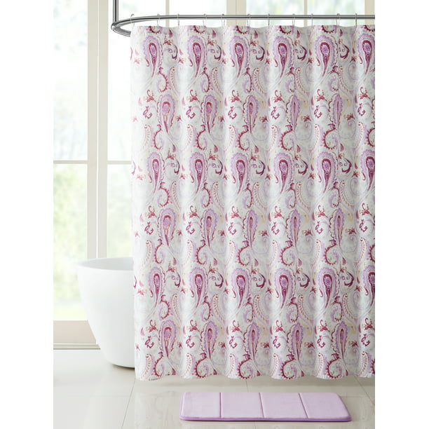 Toulouse Paisley Fabric Shower Curtain, Purple Paisley Shower Curtain