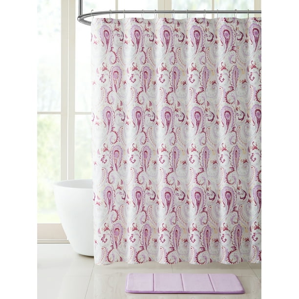 Toulouse Paisley Fabric Shower Curtain For Bathroom Purple Lavender Pink White Fine Pattern Design Com Toulouse Paisley Fabric Shower Curtain, Purple Paisley Shower Curtain
