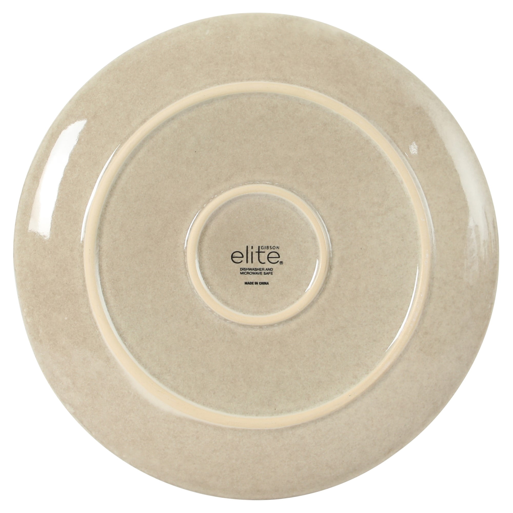 Gibson Elite Sandy Pines Stoneware Plates and Bowls Set - 12 Piece Reactive Glaze Dinnerware Set - Service for 4 - Dishwasher and Microwave Safe - Cream Taupe