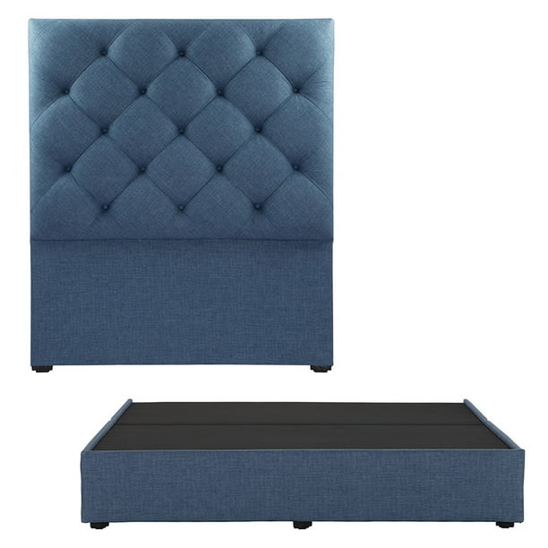 Box Base Cama King Size+ Cabecera Ikki Azul