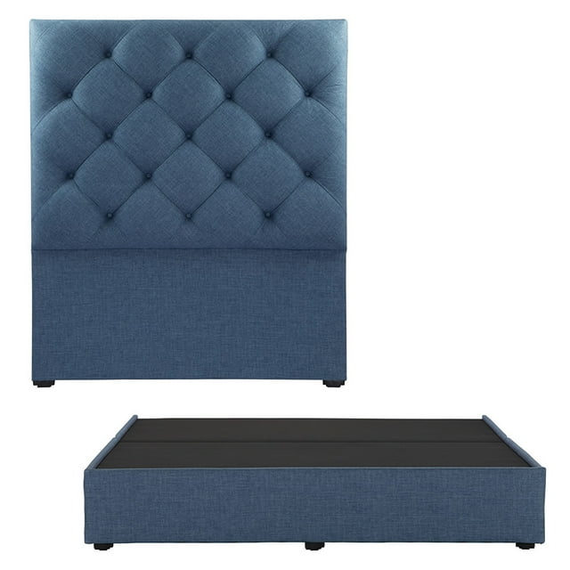 Box Base Cama King Size+ Cabecera Ikki Azul