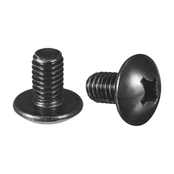 Uxcell M6 x 10mm Truss Head Phillips Machine Screws, 304 Stainless Steel 18-8, Black Oxide, 25pack