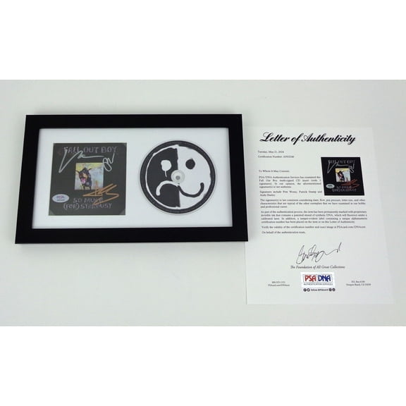 Fall Out Boy FOB Signed Autograph So Much For Stardust CD Framed PSA/DNA COA A