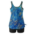 thumbnail image 3 of Neewe Women's Tankini Swimsuit Tummy Control Ruched Two Piece Bathing Suit Push Up Modest Swim Suits with Shorts, 3 of 6