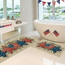 Blueek 2Pcs Patriotic America Star Welcome Doormat - Non-Slip Indoor Outdoor Rugs for Memorial Day, 4th of July Celebrations & Home Decor
