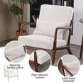 thumbnail image 5 of Leumius Modern Arm Chair Upholstered Reading Accent Chair with Pillow & Solid Wood Frame for Living Room Bedroom,Beige, 5 of 8