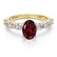 thumbnail image 3 of Gem Stone King 14K Two Tone Gold Red Rhodolite Garnet and Lab Grown Diamond Engagement Ring for Women | 2.25 Cttw | Oval 8X6MM | Gemstone January Birthstone | Size 9, 3 of 6