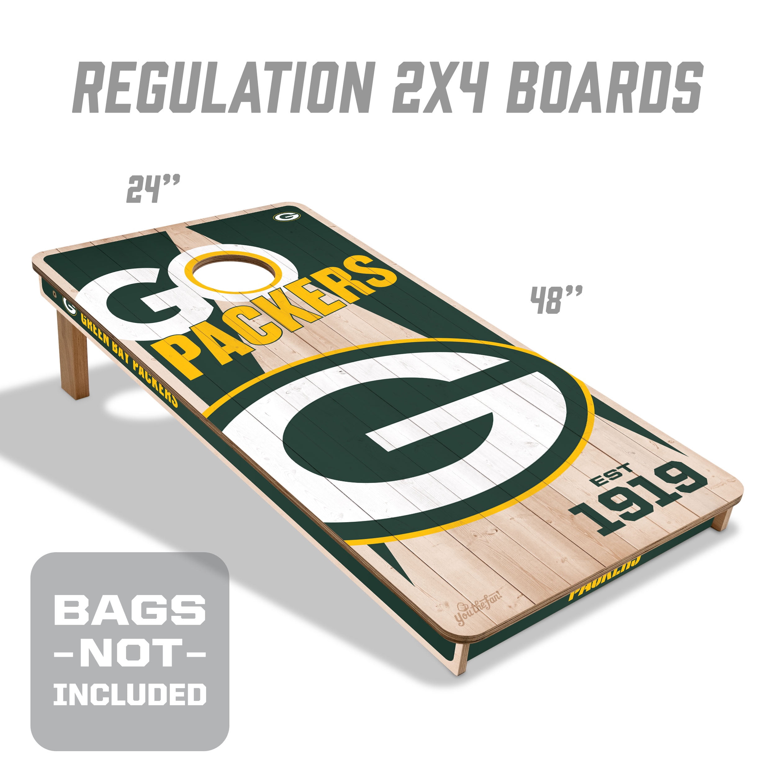 YouTheFan NFL Green Bay Packers 2' x 4' Cornhole Game No Bags