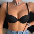 thumbnail image 5 of Plunge Underwire Bras for Women Cheeky Ruched Push Up Bras Adjustable Strap Lifting Minimizer Bralette 36D, Black, 5 of 7