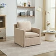 thumbnail image 2 of 29.92'' Swivel Accent Chair, Upholstered Skirted Chair with Removable Back Cushion, 360 Degree Comfy Armchair for Living Room, Nursery, Lounge,Office (Wheat), 2 of 7