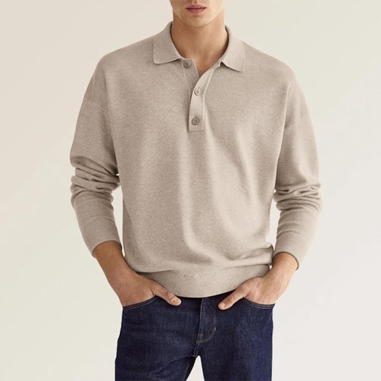 KaLI_store Polo T Shirts for Men Men's Long Sleeve Polo Shirts