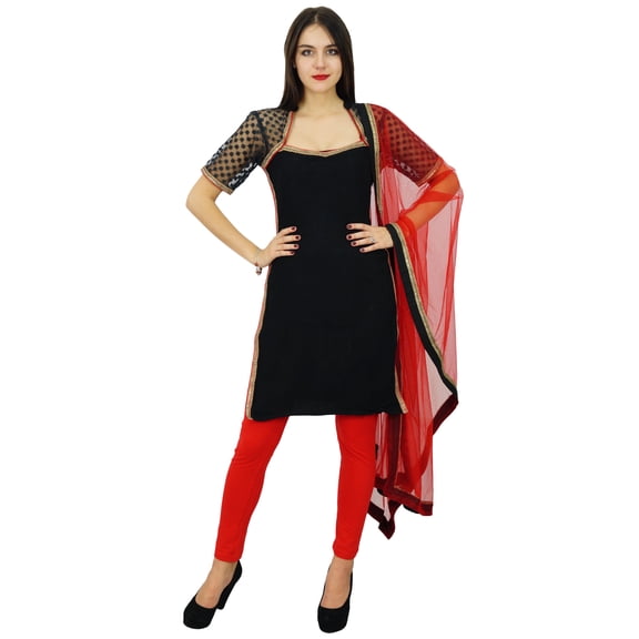 Atasi Womens Readymade Black Georgette Straight Salwaar Kameez with Dupatta