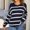 Navy, variant on Caywon Women's Fashion Casual Round Neck Striped Long Sleeve Warm Knitted Sweater Top Cozy Striped Sweater for Autumn and Winter Khaki XL