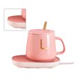 thumbnail image 4 of Juego de posavasos calefactores para tazas de cerámica, 55 ℃, temperatura constante, lindo juego de calentadores de tazas para hogares, regalos de oficina, color rosa, 4 of 5