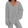 thumbnail image 3 of Sexy Dance Polar Fleece Sleepwear Set Long Sleeve Lounge Sets for Women Thick Wide Leg Pajamas Home V Neck Two Piece Outfit Light Grey XL, 3 of 3