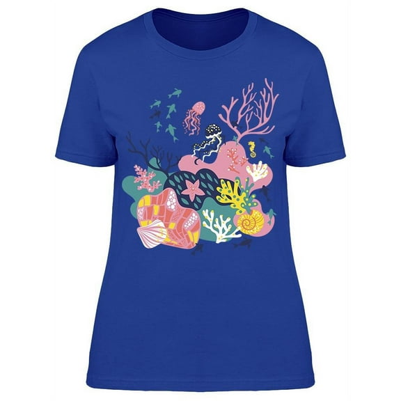 Seashells Jellyfish T-Shirt Women -Image by Shutterstock, Female Large