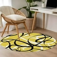 thumbnail image 5 of Round Rugs 3.3 Ft, Yellow Geometric Non Slip Area Rugs for Kitchen Bedroom Entryway, Farmhouse Abstract Black White Striped Washable Carpet Runner Rug Floor Mats for Bedroom Home Decor, 5 of 9