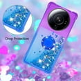 thumbnail image 5 of Clear Case for Xiaomi 12S Ultra with Kickstand for Girls Women, Floating Liquid Holographic Sparkle Glitter Case Bling Gradient Quicksand Cover for Xiaomi 12S Ultra JB Purple Navy, 5 of 7