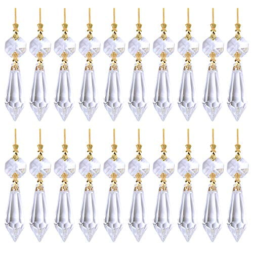 Clear Chandelier Icicle Crystal Prisms Octogan Glass Bead Lamp Decoration 50 Pcs 