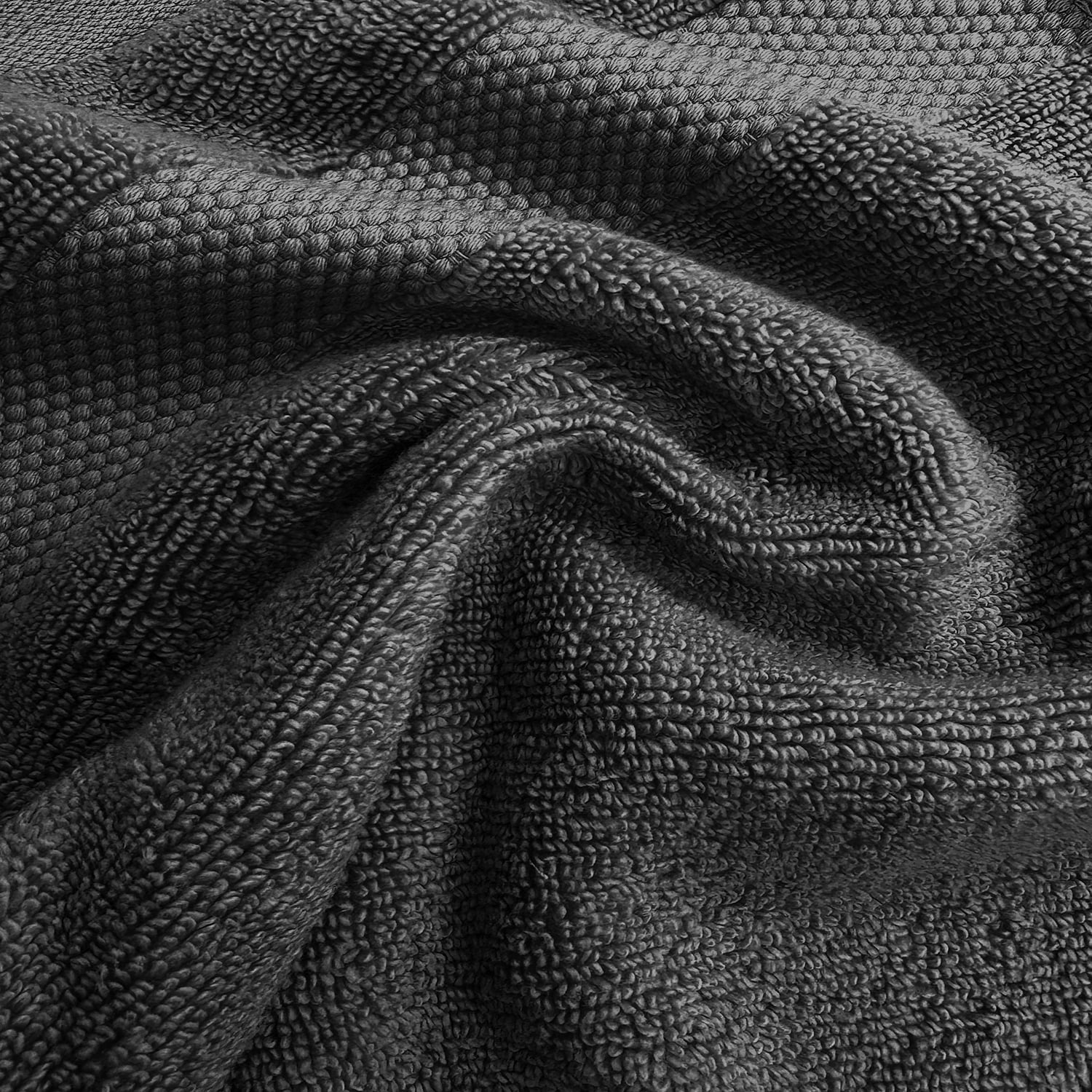 One Thousand Reasons Superior Zero Twist 1 Stripe Towel Set | Bath, Gym, Hand Towels | Luxury & Soft Cotton - Black (6 Pieces)