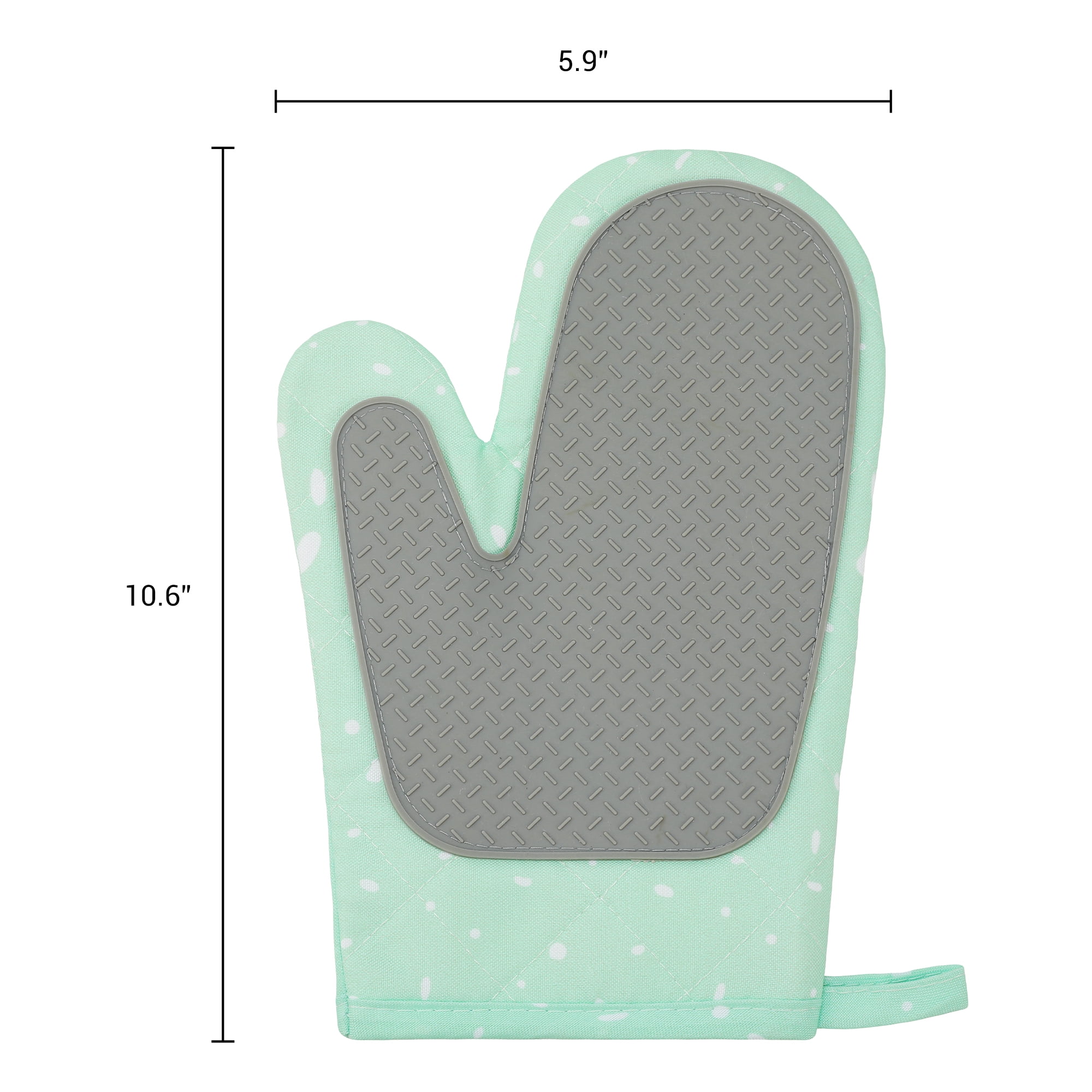 Unique Bargains Heat-Resistant Soft Oven Mitts 2 Pcs Green 10.6x5.9 Inch