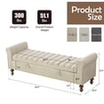 thumbnail image 3 of Arouseden 66" Foot of Bed Storage Bench King Size,Upholstered King Size Bench for Bedroom End of Bed,Bed Ottoman Bench with Wood Legs, Napped Indoor Bench with Storage Living Room(Greige,Light Beige), 3 of 9